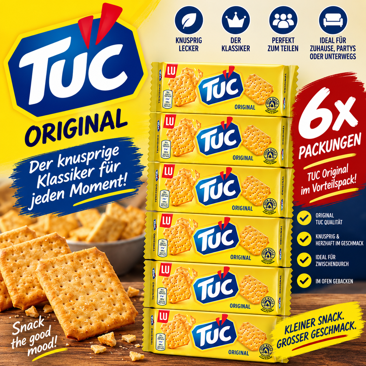6x TUC Original – Knusprige Cracker Klassiker Vorratspack
