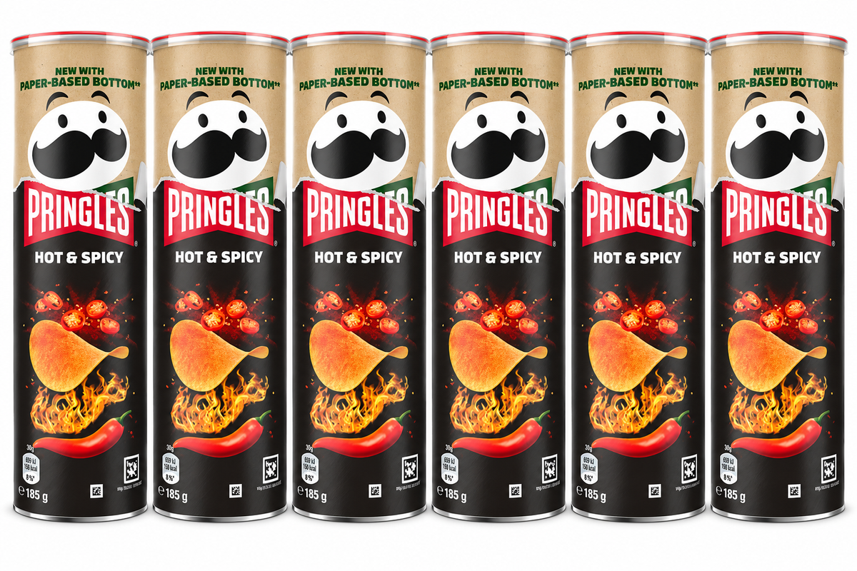 6x Pringles Hot & Spicy 185g - (6x 185g) Crisps Potato Chips Bulk Pack