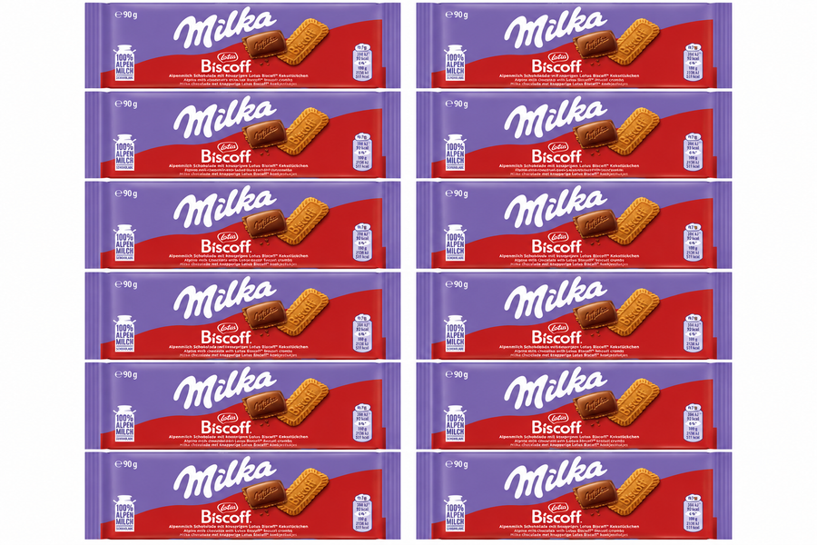 12x Milka Lotus Biscoff 90g - (12x 90g) Schokolade Vorratspack