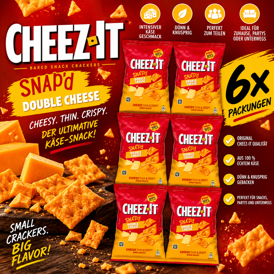 6x Cheez-It Snap’d Double Cheese – Knusprige Käse-Cracker Vorratspack